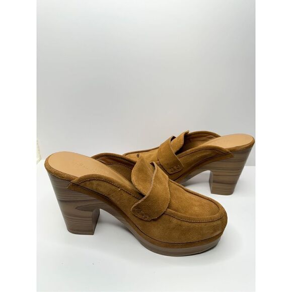 Splendid Clogs Vina Platform Size 9 Tan Suede Leather Slip On Shoes NEW - Picture 6 of 11